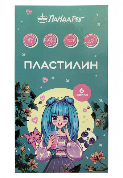 Пластилин ПандаРог Аниме, 6 цветов, со стеком, 120 грамм