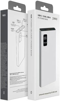 Внешний аккумулятор (Power Bank) PERO PB05,  10000мAч,  белый [pb05wh]