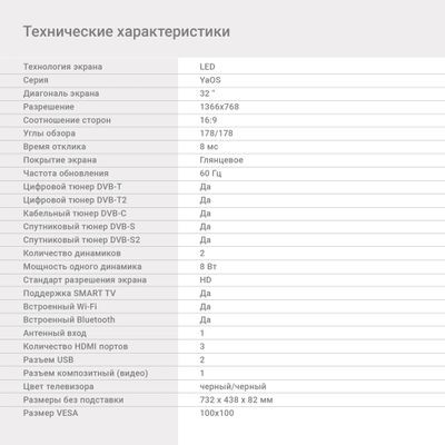 32" Телевизор Digma DM-LED32SBB31, HD, черный, СМАРТ ТВ, YaOS