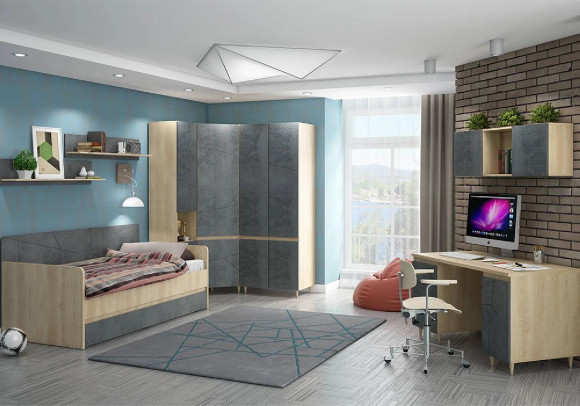 Детская Киото 2 дуб небраска / бетон темный - купить с доставкой по России