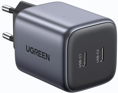 Сетевое зарядное устройство UGREEN CD294,  2xUSB type-C,  45Вт,  3A,  серый [90573]