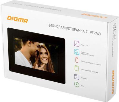 Цифровая фоторамка Digma PF-743 IPS,  7", черный [pf743b]