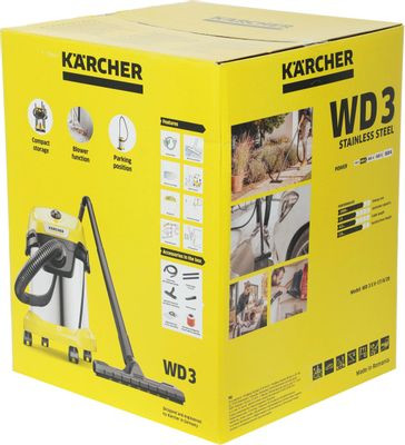 Строительный пылесос Karcher WD 3 S V-17/4/20,  желтый [1.628-135.0]
