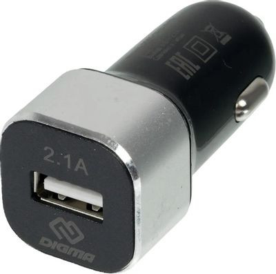 Автомобильное зарядное устройство Digma DGCC-1U-2.1A-BS,  USB,  10.5Вт,  2.1A,  черный