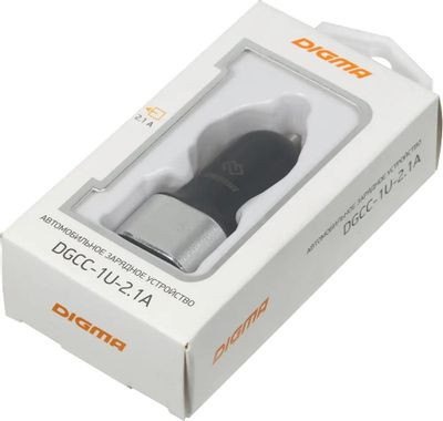 Автомобильное зарядное устройство Digma DGCC-1U-2.1A-BS,  USB,  10.5Вт,  2.1A,  черный