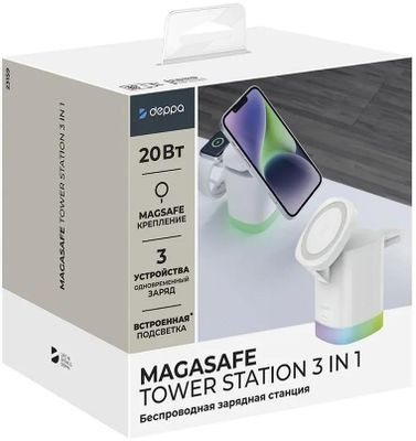 Беспроводное зарядное устройство Deppa USB type-C,  USB-C,  15Вт,  3A,  белый [23159]