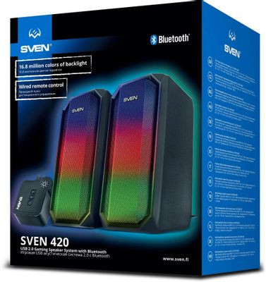 Колонки Bluetooth Sven 420,  2.0,  черный [sv-020965]