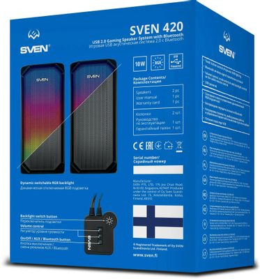 Колонки Bluetooth Sven 420,  2.0,  черный [sv-020965]