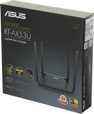 Wi-Fi роутер ASUS RT-AX53U,  AX1800,  черный