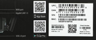 Wi-Fi роутер ASUS RT-AX53U,  AX1800,  черный