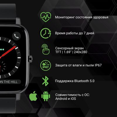 Смарт-часы Digma Smartline E5,  1.69",  черный/черный [e5b]