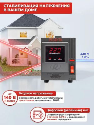 Стабилизатор напряжения Ресанта АСН-1000/1-Ц,  1кВт серый [63/6/2]