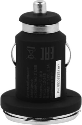 Автомобильное зарядное устройство Deppa 2xUSB,  10Вт,  2.1A,  черный [11204]