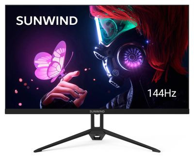 27" Монитор SunWind SUN-M27BA108,  2560x1440,  IPS,  144Гц,  3хHDMI,  1хDP,  черный