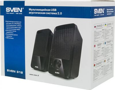 Колонки Sven 312,  2.0,  черный [sv-012540]
