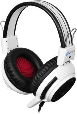Гарнитура игровая Oklick HS-G300 ARMAGEDDON,  для компьютера, мониторные,  проводные, белый  / черный [361558]