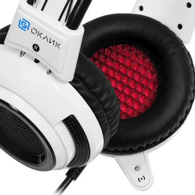 Гарнитура игровая Oklick HS-G300 ARMAGEDDON,  для компьютера, мониторные,  проводные, белый  / черный [361558]