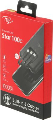 Внешний аккумулятор (Power Bank) ITEL Super Slim Star100C,  10000мAч,  черный