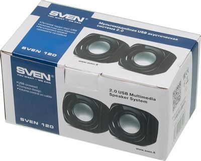 Колонки Sven 120,  2.0,  черный [sv-013493]