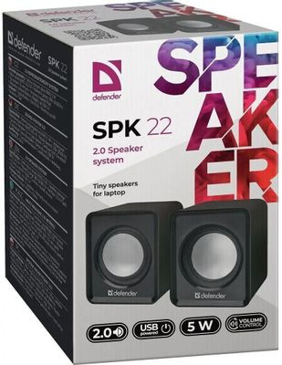Колонки Defender SPK 22,  2.0,  черный [65503]