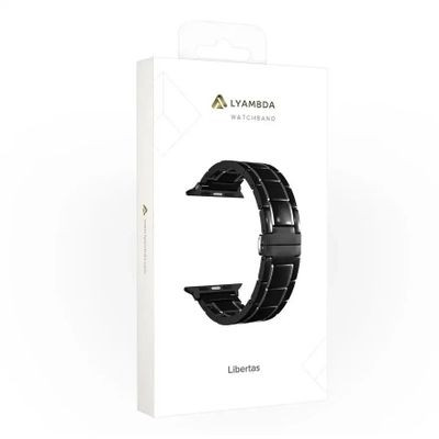Ремешок LYAMBDA Libertas для Apple Watch Series 3/4/5/6/SE/7, черный/серебристый шеврон [ds-apg-06-40-bs]