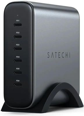 Сетевое зарядное устройство SATECHI ST-C200GM-EU,  6xUSB type-C,  200Вт,  серый
