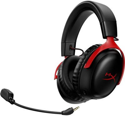 Гарнитура игровая HYPERX Cloud III,  для компьютера и игровых консолей, мониторные,  радио, черный  / красный [77z46aa]