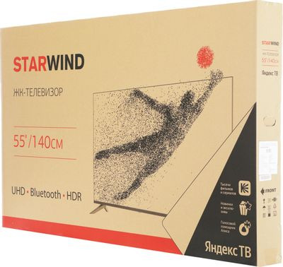 55" Телевизор StarWind SW-LED55UG403, 4K Ultra HD, черный, СМАРТ ТВ, YaOS