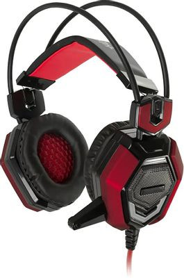 Гарнитура игровая Oklick HS-L900G HURRICANE,  для компьютера, мониторные,  проводные, черный  / красный [472660]