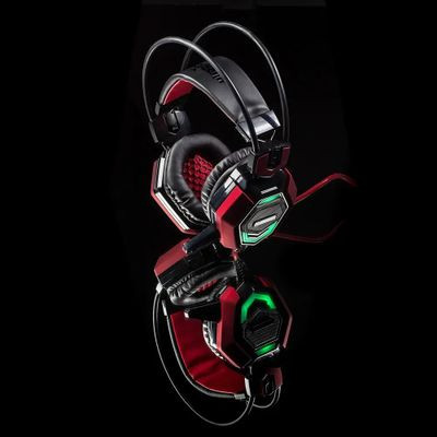 Гарнитура игровая Oklick HS-L900G HURRICANE,  для компьютера, мониторные,  проводные, черный  / красный [472660]