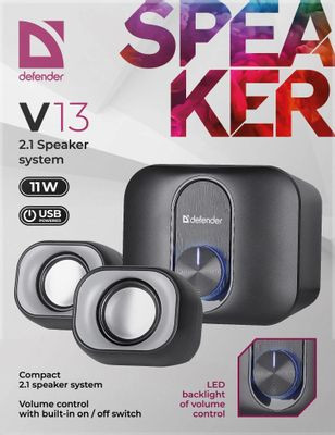 Колонки Defender V13,  2.1,  черный [65213]