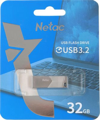 Флешка USB NETAC UM1 32ГБ, USB3.2, серебристый [nt03um1n-032g-32pn]