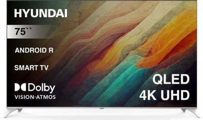 75" Телевизор Hyundai H-LED75QBU7500, QLED, 4K Ultra HD, черный, СМАРТ ТВ, Android TV