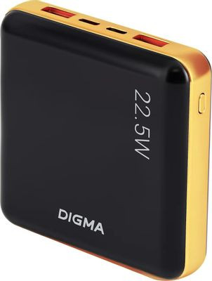 Внешний аккумулятор (Power Bank) Digma DGPF10D,  10000мAч,  черный/золотистый [dgpf10d22pbk]