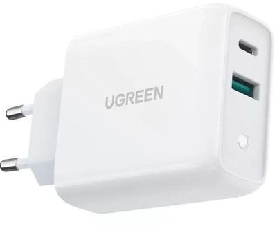 Сетевое зарядное устройство UGREEN 60468,  USB-A + Type-C,  36Вт,  3.45A,  белый