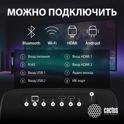 Проектор Cactus CS-PRC.05B.Full HD-A,  черный,  Wi-Fi [cs-prc.05b.wuxga-a]