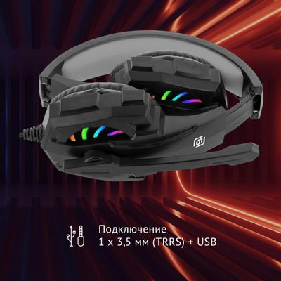 Гарнитура игровая Oklick HS-L355G,  для компьютера, мониторные,  проводные, черный [1939807]