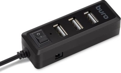Хаб (разветвитель) Buro BU-HUB4-0.5L-U2.0, черный Хаб (разветвитель) Buro BU-HUB4-0.5L-U2.0, черный
