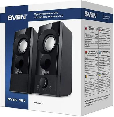 Колонки Sven 357,  2.0,  черный [sv-018191]