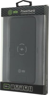 Внешний аккумулятор (Power Bank) Cactus CS-PBFSQT-10000,  10000мAч,  черный