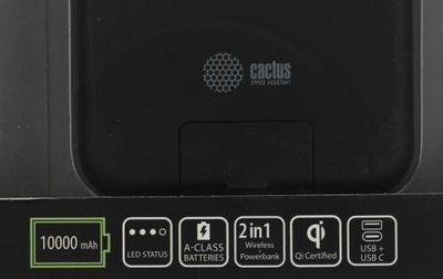 Внешний аккумулятор (Power Bank) Cactus CS-PBFSQT-10000,  10000мAч,  черный