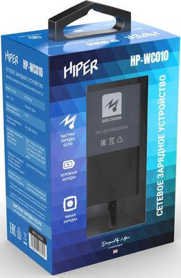 Сетевое зарядное устройство HIPER HP-WC010,  USB-C,  20Вт,  3A,  черный