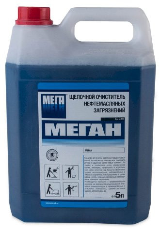 Щелочное средство для очистки нефтемасляных загрязнений Меган, 5 литров, 4 штуки