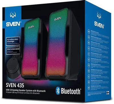 Колонки Bluetooth Sven 435,  2.0,  черный [sv-020927]