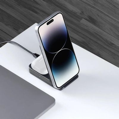Беспроводное зарядное устройство Deppa USB type-C,  USB-C,  20Вт,  3A,  серый [24027]