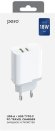 Сетевое зарядное устройство PERO ТС05,  USB + USB type-C,  18Вт,  3.1A,  белый [тс05whpd]