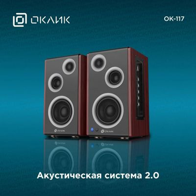 Колонки Bluetooth Oklick OK-117 BT,  2.0,  черный [1193274]