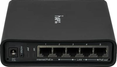 Wi-Fi роутер MIKROTIK hAP ac lite TC,  AC750,  черный [rb952ui-5ac2nd-tc]