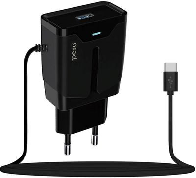 Сетевое зарядное устройство PERO ТС04,  USB-A,  USB type-C,  10.5Вт,  2.1A,  черный [тс04b2atc]