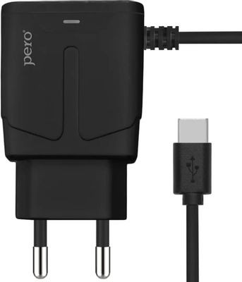 Сетевое зарядное устройство PERO ТС04,  USB-A,  USB type-C,  10.5Вт,  2.1A,  черный [тс04b2atc]